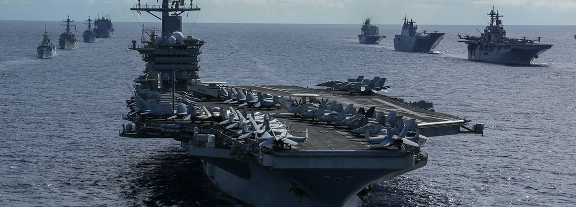 USS Abraham Lincoln (CVN 72) sails in formation during Rim of the Pacific 